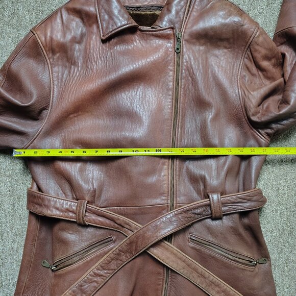 Vintage MARCIA French Lamb Leather Jacket Women 2X Brown Faux Fur Liner Full Zip - Picture 7 of 10